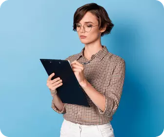 Woman using clipboard